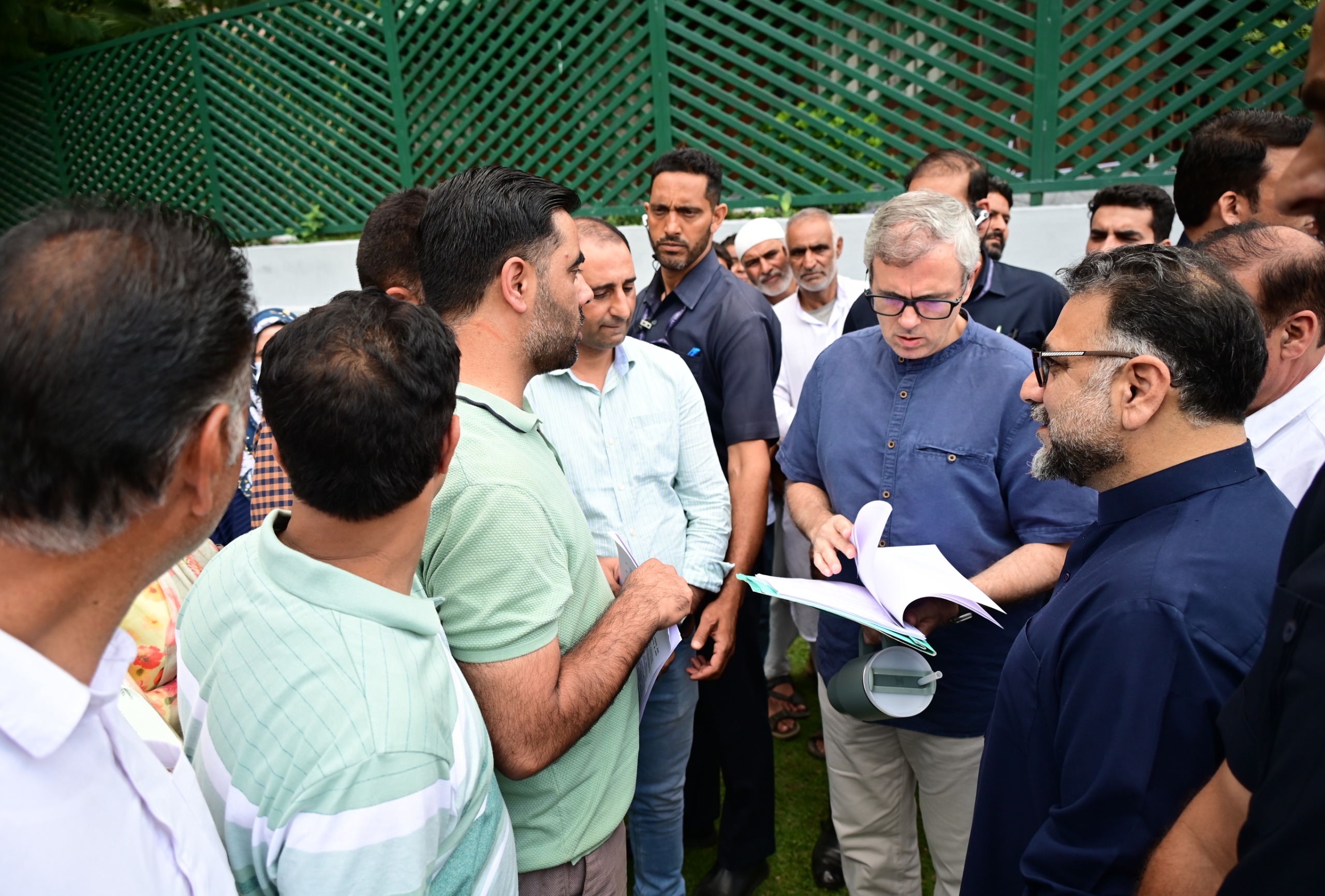 'CM Omar Abdullah interacts with citizens at Raabita office Srinagar, listens to public concerns'